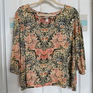 Chico’s Boho Print Top Sz 3 (16 XL)